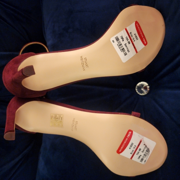 NWT Stuart Weitzman Nudist 75 Cylinder Sandal - Burgundy Suede Size US 10 M - Picture 8 of 9